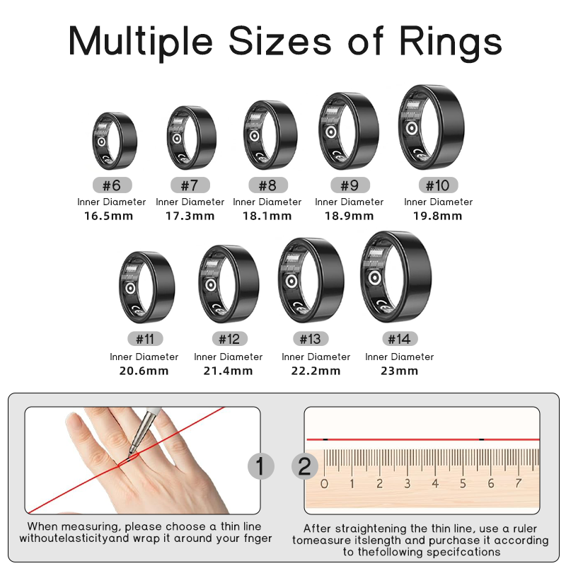 Ultra-Thin Smart Ring | Track Fitness, Sleep, Stress & Heart Health – Unisex