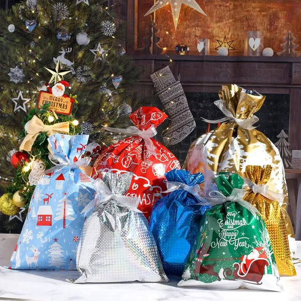 1-Second Gift Wrap-Drawstring Christmas Gift Bag (Biodegradable)